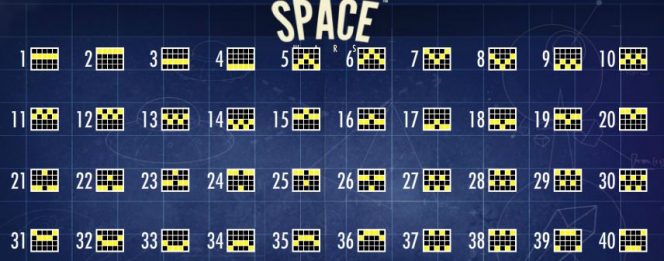 Gewinnliniendiagramm des kostenlosen Spielautomaten Space Wars zum Spaß