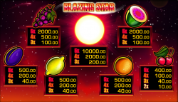 Blazing Star casino free slot machine - paytable 