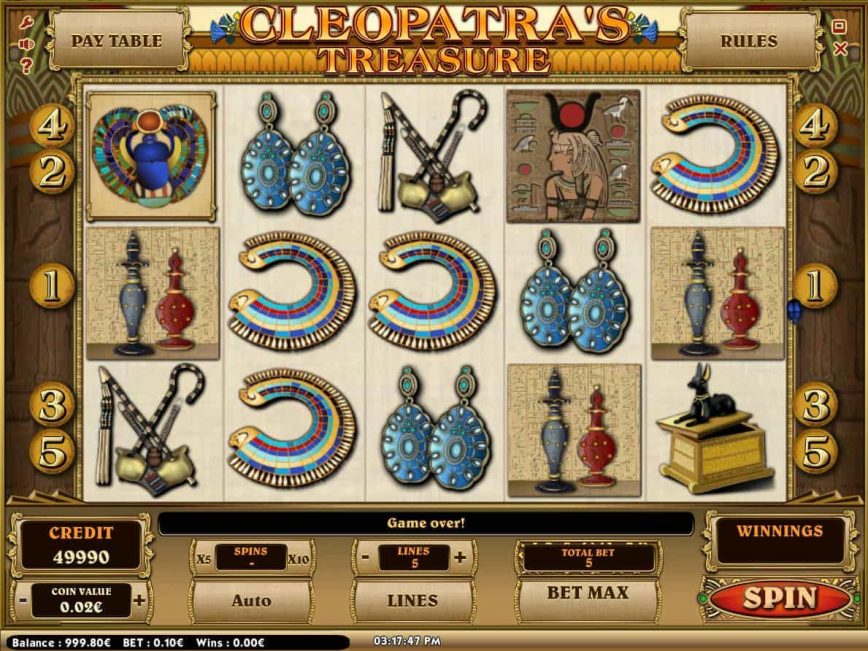 Free casino slot Cleopatra's Treasure by Isoftbet