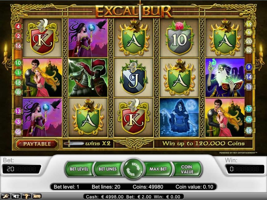 Online slot game Excalibur no deposit