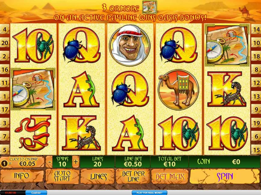 Like the first version, the Desert Treasure 2 slot has 5 reels and 20 adjustable paylines.The value of the game coin can range from to 1 credit.It is adjusted in the Click to Change menu at the bottom left of the screen.Players can also set two game settings.Eleşkirt