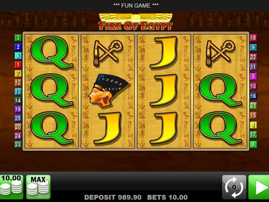 Casino slot machine Fire of Egypt for free