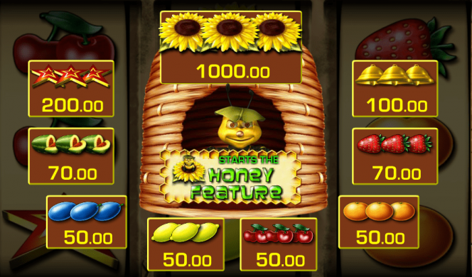 Honey Bee online nyerőgépes játék– kifizetési táblázat