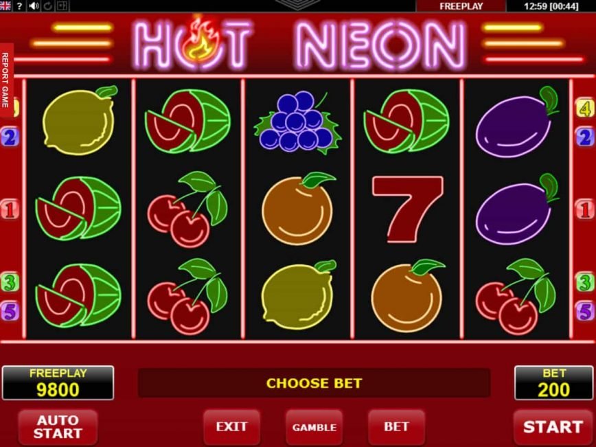 Spin free online slot Hot Neon