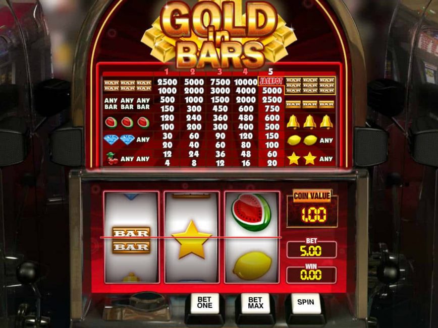 Spin casino game Gold in Bars by GamesOS