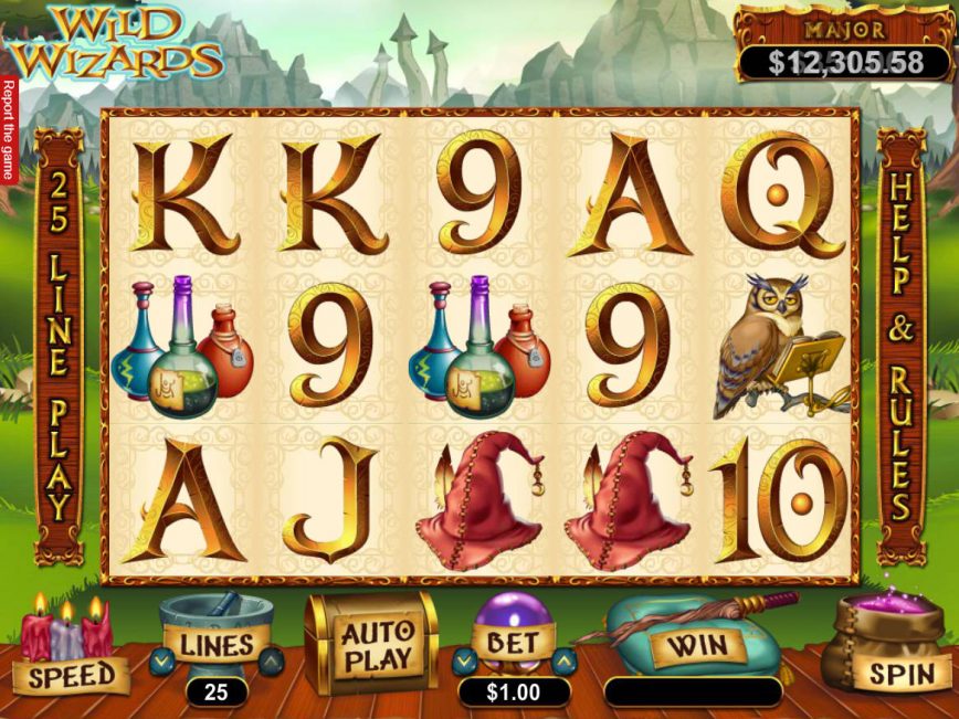 Play slot game Wild Wizards by RTG